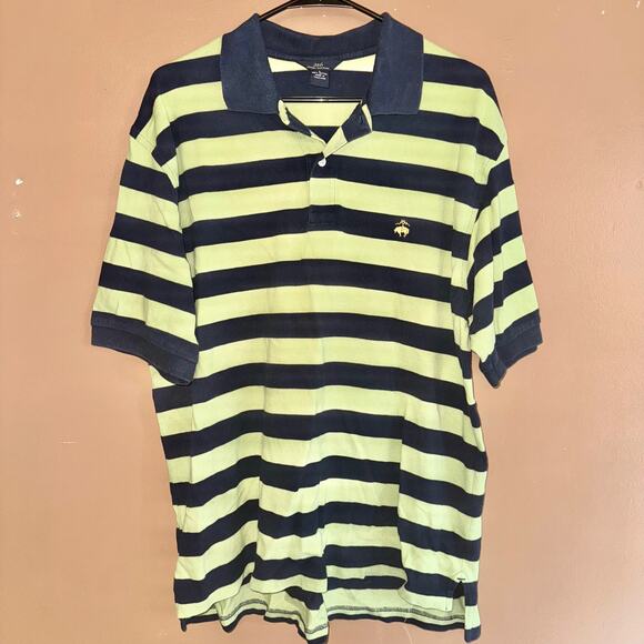 Brooks Brothers Men's Vintage Golden Fleece Striped Polo Tee T-Shirt Green Blue - Picture 1 of 9